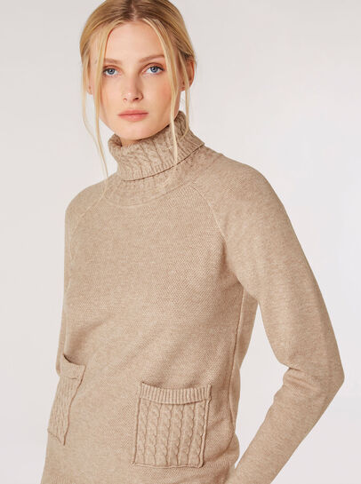 Aran Knit Roll Neck Jumper