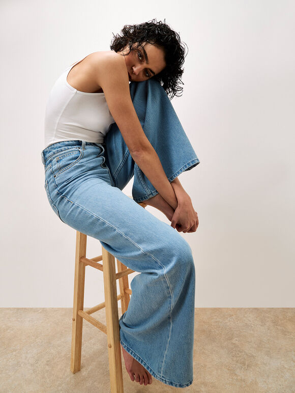 Zana Wide Leg Jeans, Blue, large