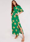 Floral Side Slit Dress, Green, large