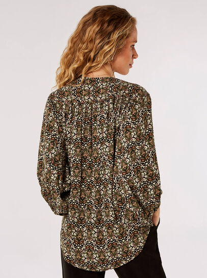 Ikat Tile Print Wrap Top
