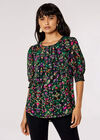 Gold Foil Paisley Top , Black, large