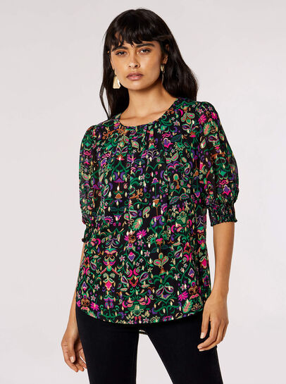 Gold Foil Paisley Top 