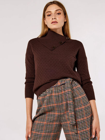 Button Neck Textured Jumper