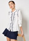 Ruffle Collar Embroidered Blouse, White, large