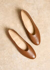 Leather Ballerina Flats, Brown, large