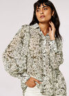 Illustrated Birds Chiffon Shirt, Cream, large