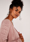 Cable Knit Cardigan, Pink, large