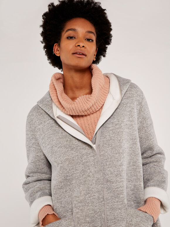 Hooded Coat, Grey, large
