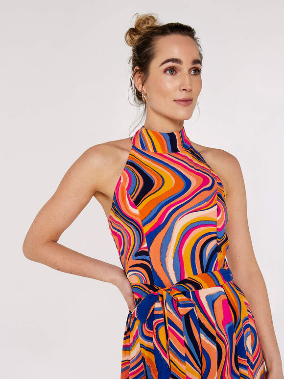 Retro Wave Jumpsuit, Orange, large