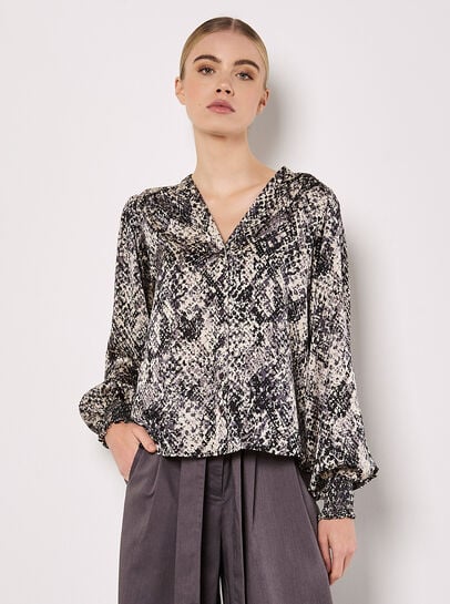 Snakeskin Hammered Satin Blouse