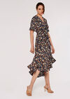 Floral Knot Midi Dress, Navy, large