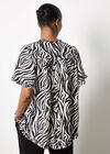 Zebra Swirl Tassel Tie Ruffle Top, Black, large