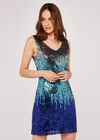 Sequin Bodycon Dress, Blue, large