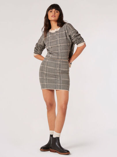 Knitted Checked Mini Skirt
