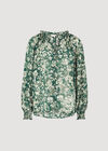 Blurred Floral Chiffon Blouse, Green, large