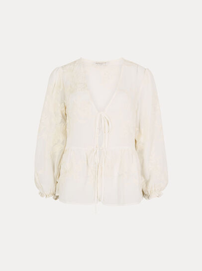 Embroidered Floral Chiffon Top
