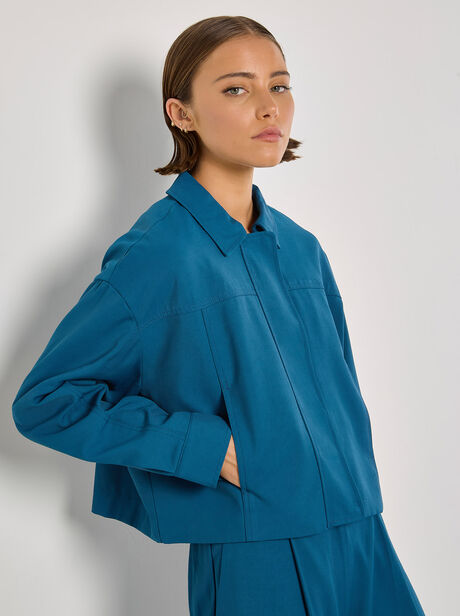 Tailored Cropped Jacket- Trousers-Teal