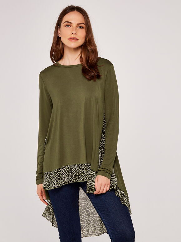 Contrast Panel Top, Khaki, large