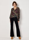 Gold Foil Floral Blouse, Black, large