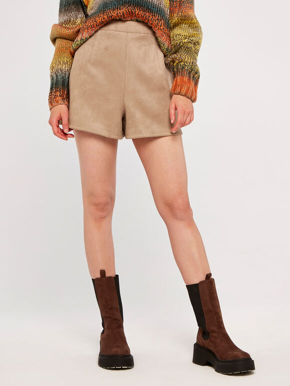 Suede Shorts, Brown, large