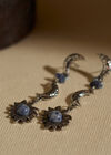 Silver Tone Celestial Stone Drop Earrings, Silver, large