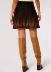 Chevron Knit Pleated Mini Skirt, Black, large
