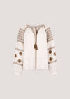 Aztec Embroidered Blouse, White, large