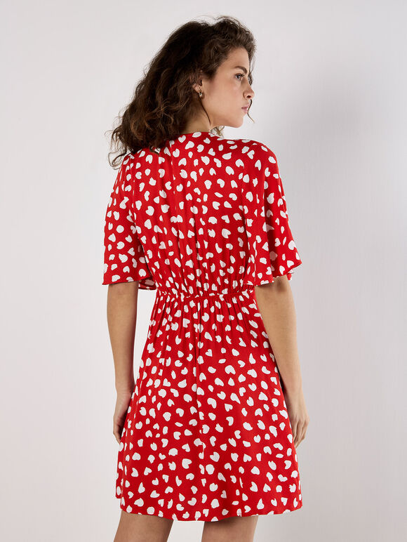 Painterly Hearts Mini Dress, Red, large