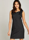 Vertical Stripe Bow Tie Neck Dress, Black, large
