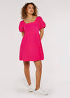 Puff Sleeve Mini Dress, Pink, large