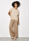 Linen Blend Wide-Leg Stripe Trousers, Stone, large
