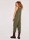 Sweatshirt Strappy Jumpsuit, Khaki, large