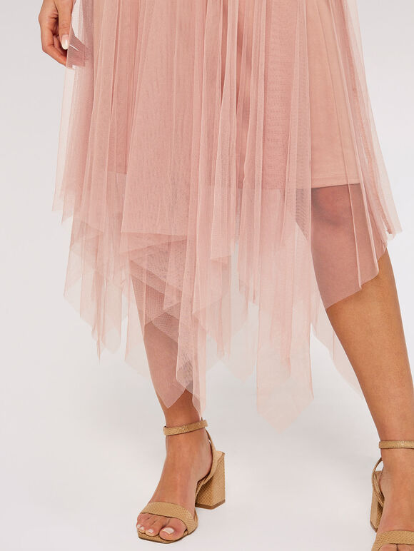Tulle Hanky Midi Skirt, Pink, large
