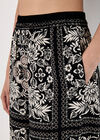 Scarf Print Flare Trousers, Black, large