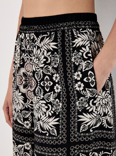 Scarf Print Flare Trousers