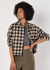 Cropped Check Shacket, Black, large