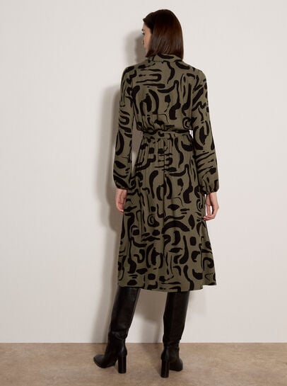 Abstract Brushstroke Midi Dress