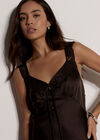 Satin Lace Maxi Dress, Brown, large