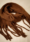 Soft Boucle Tassel Scarf, Brown, large