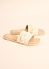 Hand-Crocheted Raffia Mule Sandals, White, large