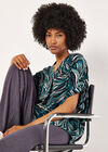 Abstract Print Pleat Blouse, Green, large