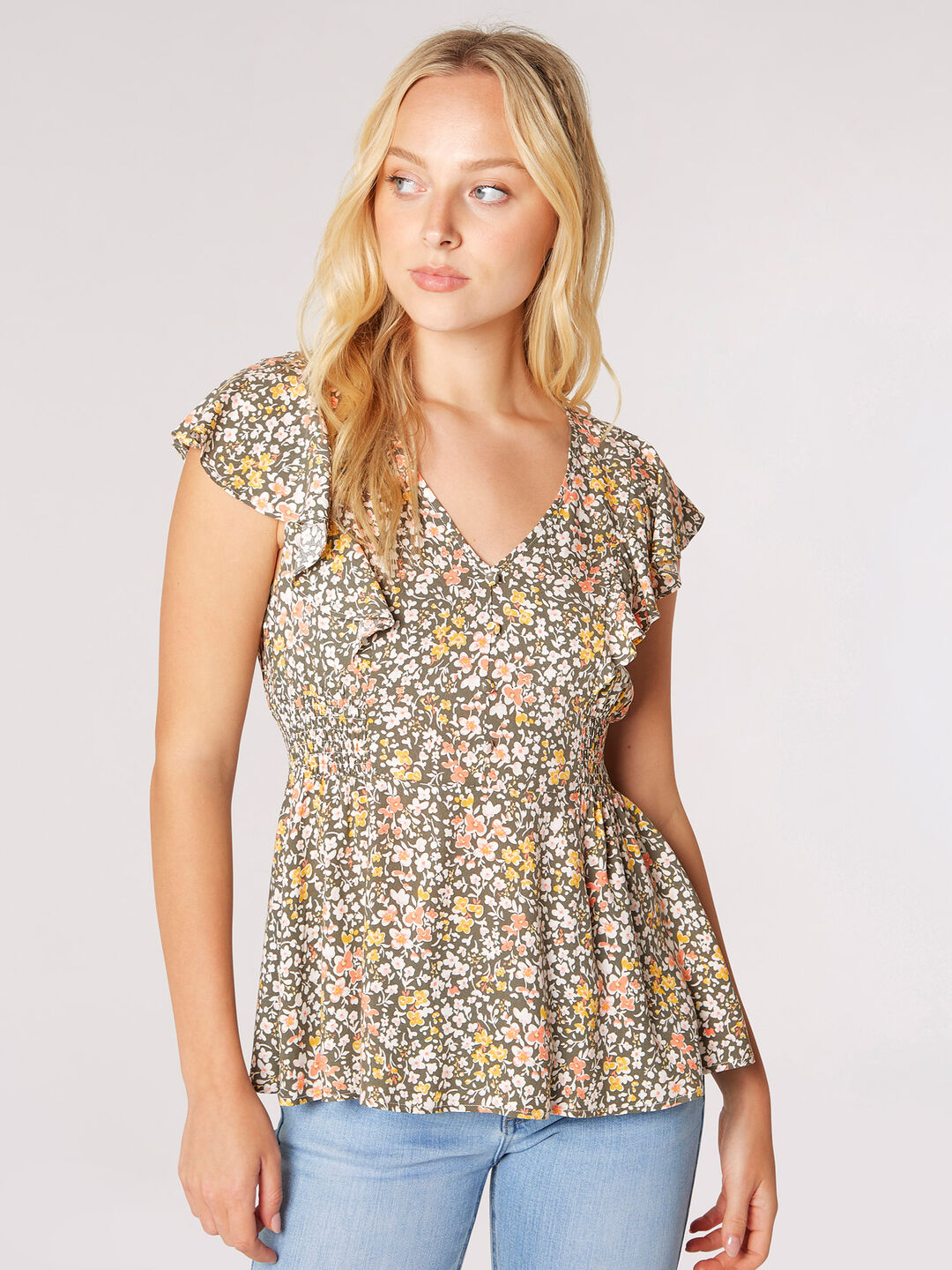 Image of Floral Peplum Hem Top
