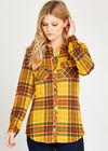 Yellow Retro Plaid Shirt, Mustard, large