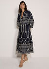 Floral Broderie Anglaise Midi Dress, Navy, large