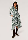 Ikat Shirt Midi Dress, Green, large