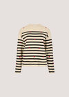 Heart Embroidered Stripe Jumper, Stone, large