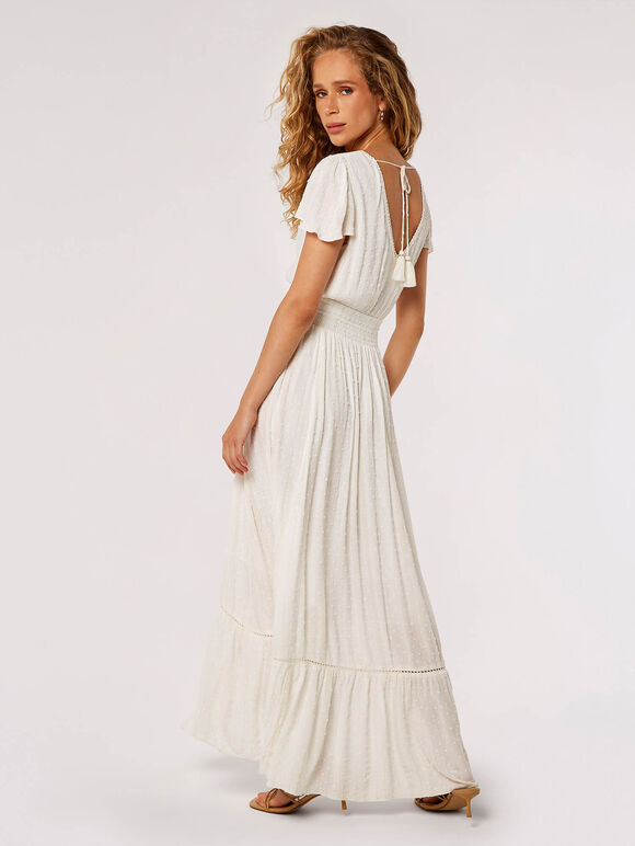 Dobby Flowy Maxi Dress, White, large