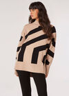 Oversized Geometric Stripe Jumper, Stone, large