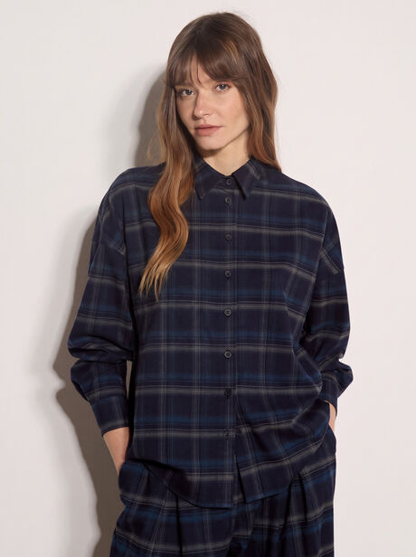 Oversized Check Print Shirt
