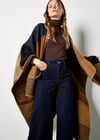 Colour Block Blanket Cape, Brown, large